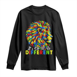 Colorful Autism Acceptance Lion Long Sleeve Shirt It Is Ok To Be Different Courageous Neurodiversity Support TS02 Black Print Your Wear
