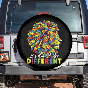 Colorful Autism Acceptance Lion Spare Tire Cover It Is Ok To Be Different Courageous Neurodiversity Support TS02 No hole Black Print Your Wear