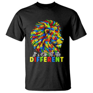Colorful Autism Acceptance Lion T Shirt It Is Ok To Be Different Courageous Neurodiversity Support TS02 Black Print Your Wear