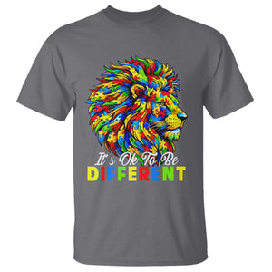 Colorful Autism Acceptance Lion T Shirt It Is Ok To Be Different Courageous Neurodiversity Support TS02 Charcoal Print Your Wear