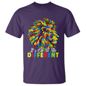 Colorful Autism Acceptance Lion T Shirt It Is Ok To Be Different Courageous Neurodiversity Support TS02 Purple Print Your Wear