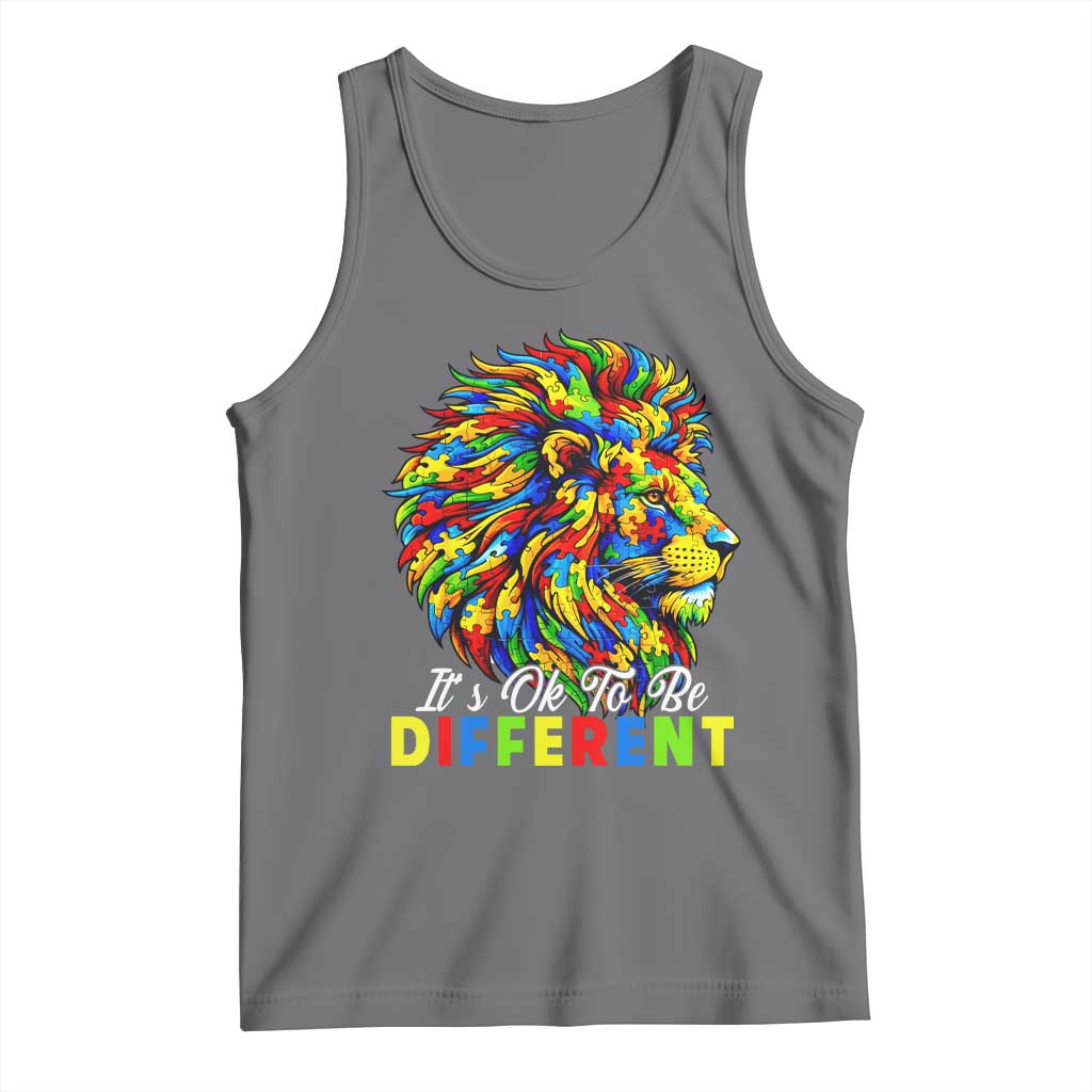Colorful Autism Acceptance Lion Tank Top It Is Ok To Be Different Courageous Neurodiversity Support TS02 Black Heather Print Your Wear