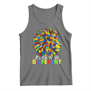 Colorful Autism Acceptance Lion Tank Top It Is Ok To Be Different Courageous Neurodiversity Support TS02 Black Heather Print Your Wear
