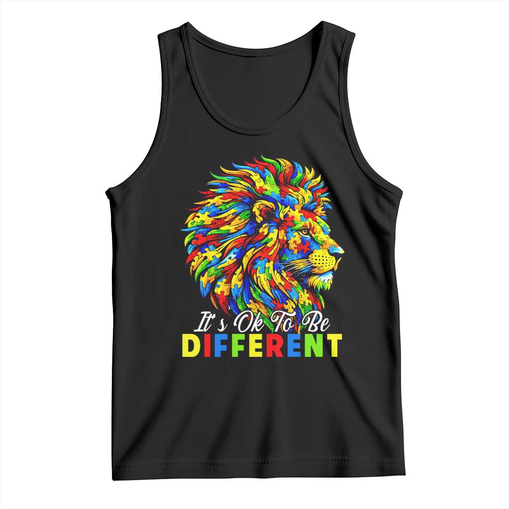 Colorful Autism Acceptance Lion Tank Top It Is Ok To Be Different Courageous Neurodiversity Support TS02 Black Print Your Wear