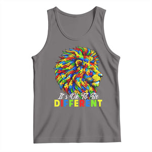 Colorful Autism Acceptance Lion Tank Top It Is Ok To Be Different Courageous Neurodiversity Support TS02 Deep Heather Print Your Wear