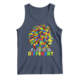 Colorful Autism Acceptance Lion Tank Top It Is Ok To Be Different Courageous Neurodiversity Support TS02 Navy Print Your Wear
