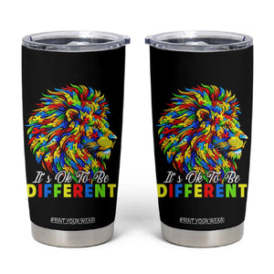 Colorful Autism Acceptance Lion Tumbler Cup It Is Ok To Be Different Courageous Neurodiversity Support TS02 Black Print Your Wear