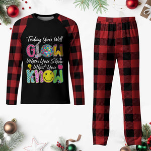 Motivational Test Day Glow Plaid Pajama Set Today You Will Glow When You Show What You Know TS02 Buffalo Plaid Print Your Wear
