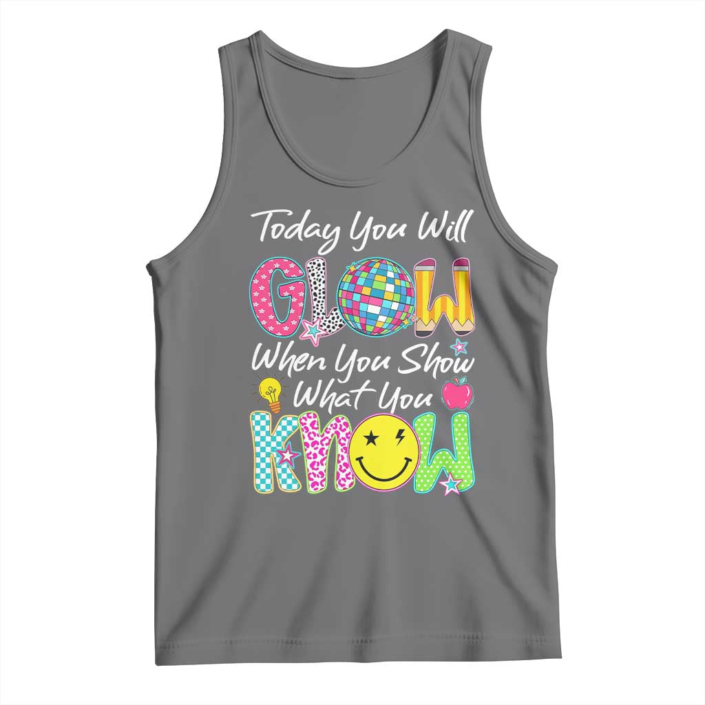 Motivational Test Day Glow Tank Top Today You Will Glow When You Show What You Know TS02 Black Heather Print Your Wear