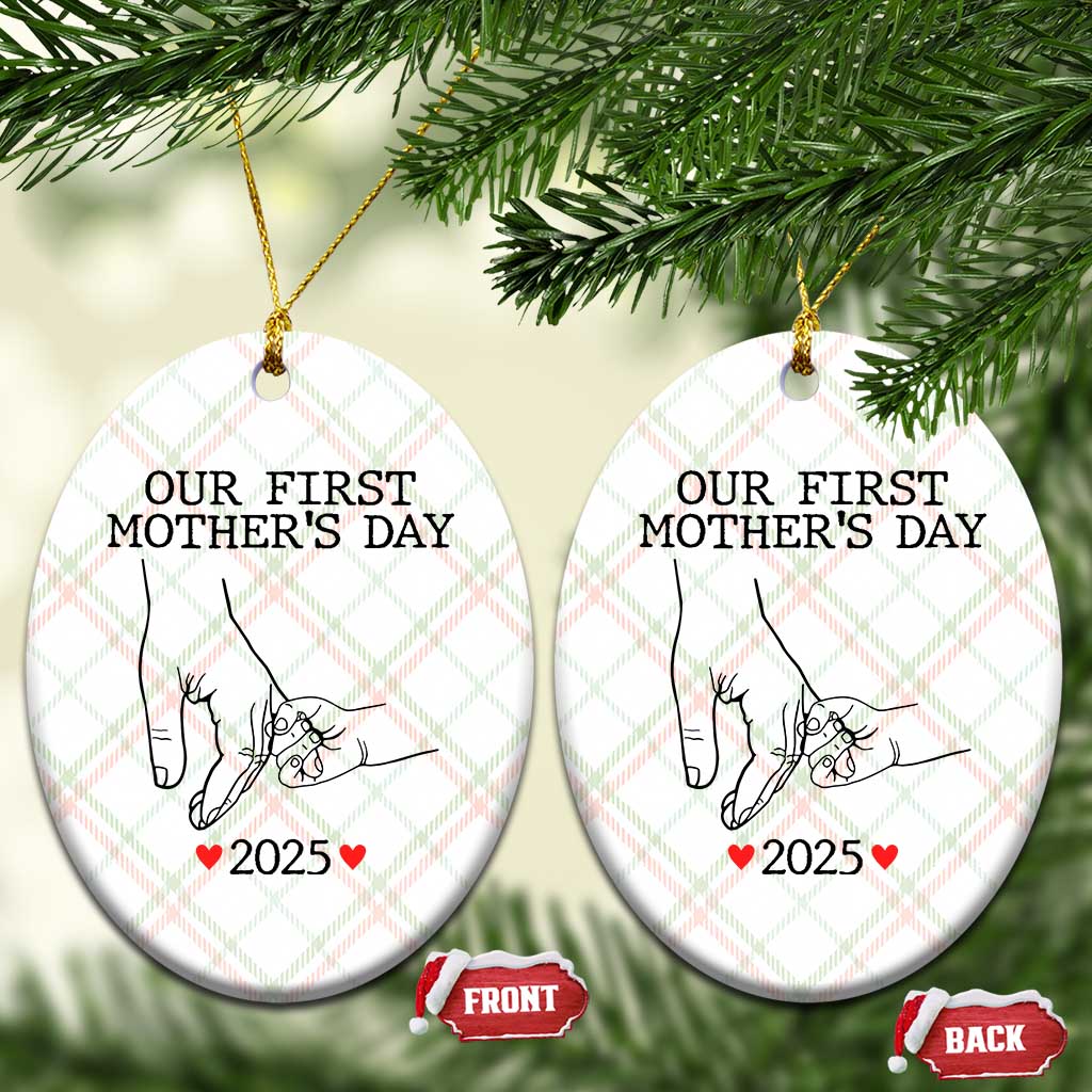 New Mom Est. 2025 Ceramic Ornament First Mothers Day Matching Gift Light TS02 Print Your Wear