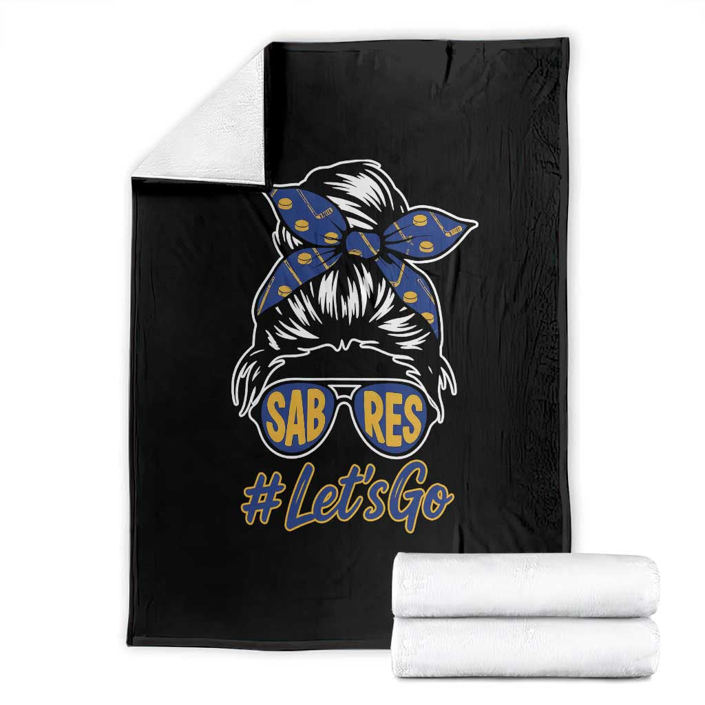 Lets Go Hockey Mom Throw Blanket Buffalo Messy Bun Sunglasses Sports Fan TS02 Black Print Your Wear