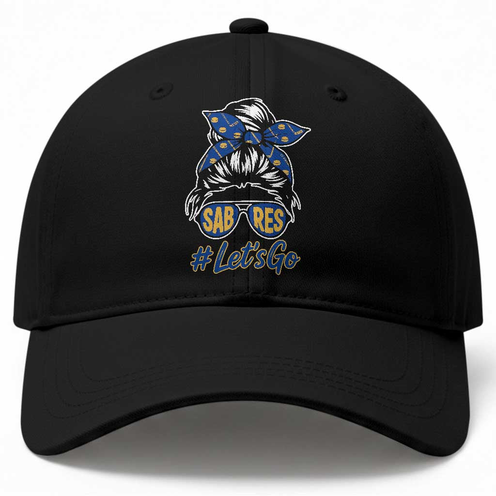 Lets Go Hockey Mom Baseball Cap Buffalo Messy Bun Sunglasses Sports Fan TS02 Print Your Wear