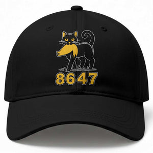 8647 Black Cat Golden Hair Prey Baseball Cap Funny Coded Political Satire TS02 Print Your Wear