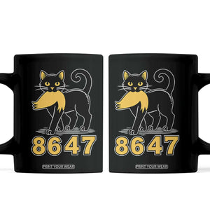 8647 Black Cat Golden Hair Prey Coffee Mug Funny Coded Political Satire TS02 Black Print Your Wear