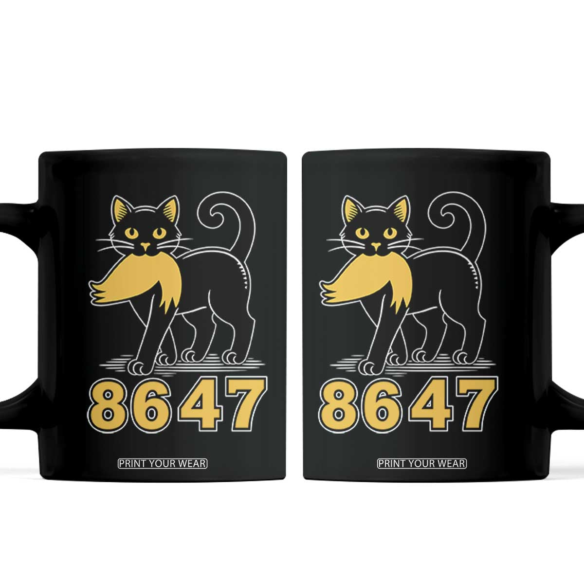 8647 Black Cat Golden Hair Prey Coffee Mug Funny Coded Political Satire TS02 Black Print Your Wear