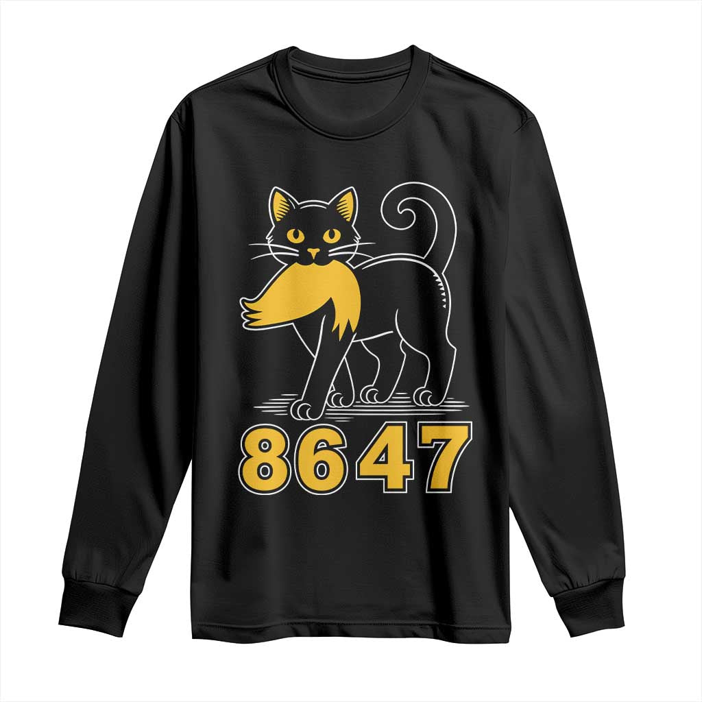 8647 Black Cat Golden Hair Prey Long Sleeve Shirt Funny Coded Political Satire TS02 Black Print Your Wear