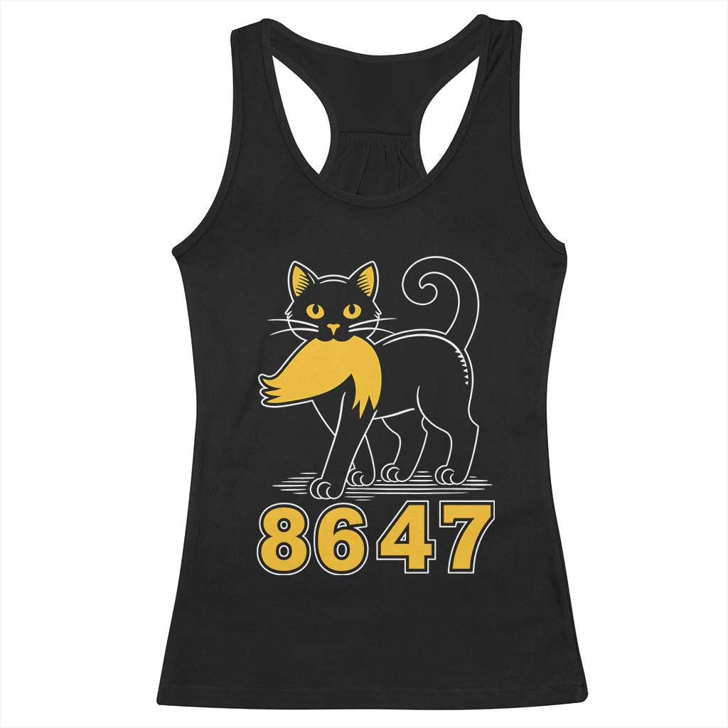8647 Black Cat Golden Hair Prey Racerback Tank Top Funny Coded Political Satire TS02 Black Print Your Wear