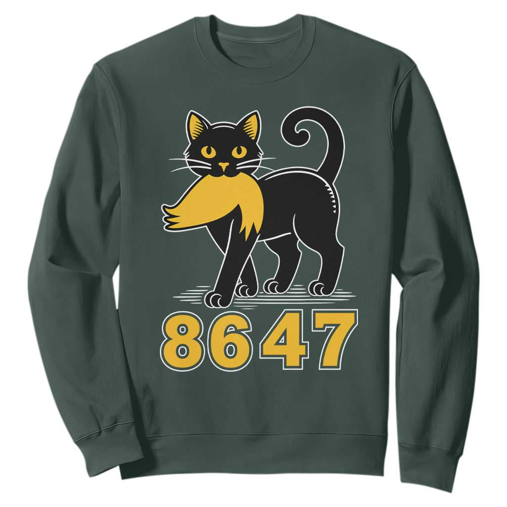 8647 Black Cat Golden Hair Prey Sweatshirt Funny Coded Political Satire TS02 Dark Forest Green Print Your Wear