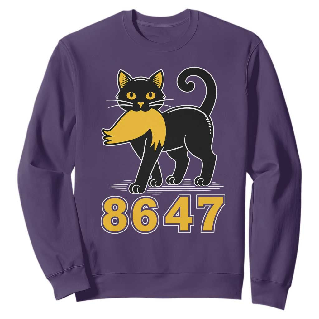 8647 Black Cat Golden Hair Prey Sweatshirt Funny Coded Political Satire TS02 Purple Print Your Wear