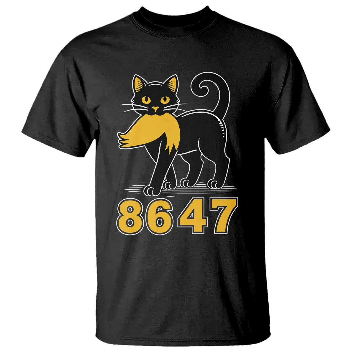 8647 Black Cat Golden Hair Prey T Shirt Funny Coded Political Satire TS02 Black Print Your Wear