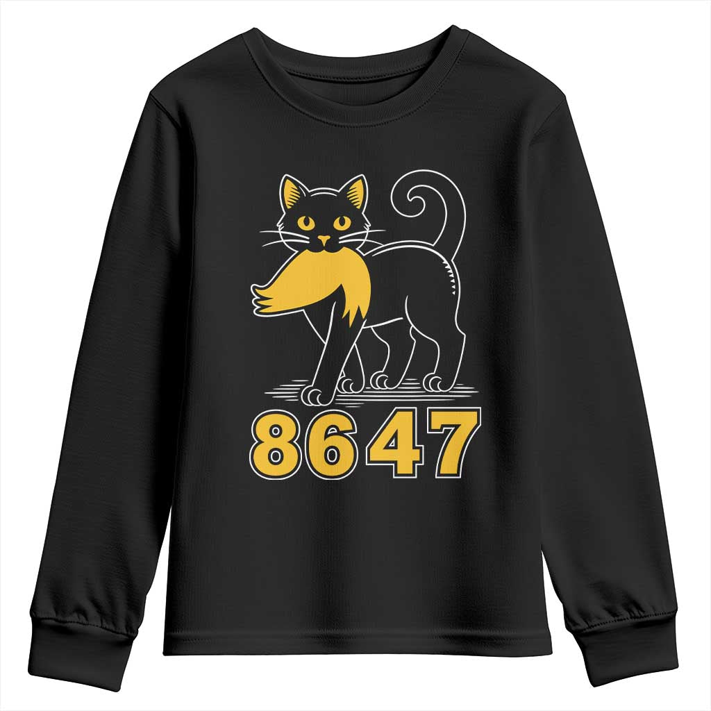 8647 Black Cat Golden Hair Prey Youth Sweatshirt Funny Coded Political Satire TS02 Black Print Your Wear