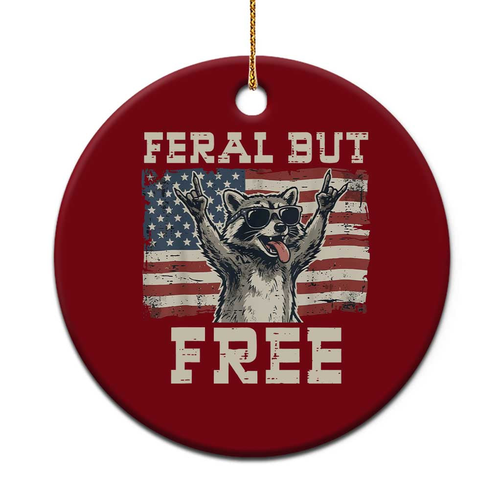 Feral But Free Funny Raccoon Patriotic Ceramic Ornament Cool American Flag Sunglasses Rock On Hand Signs Vintage USA Flag TS02 1pc Red Print Your Wear