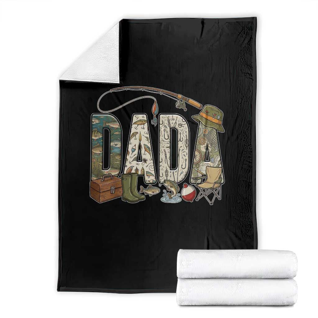 Best Fishing Dada Retro Vintage Outdoorsman Throw Blanket Bass Angler Dad Fisherman Fathers Day Gift for Men TS02 Black Print Your Wear