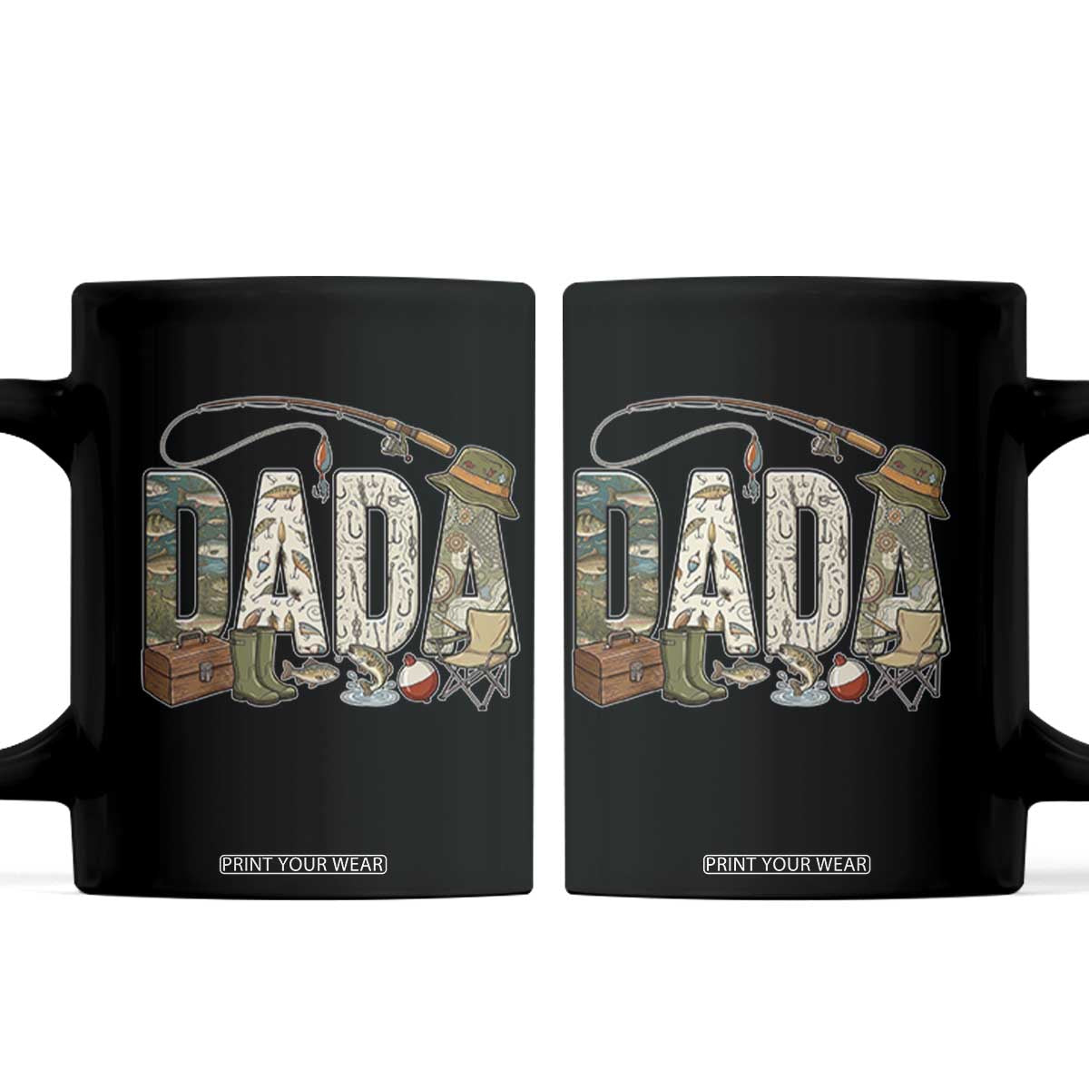 Best Fishing Dada Retro Vintage Outdoorsman Coffee Mug Bass Angler Dad Fisherman Fathers Day Gift for Men TS02 Black Print Your Wear