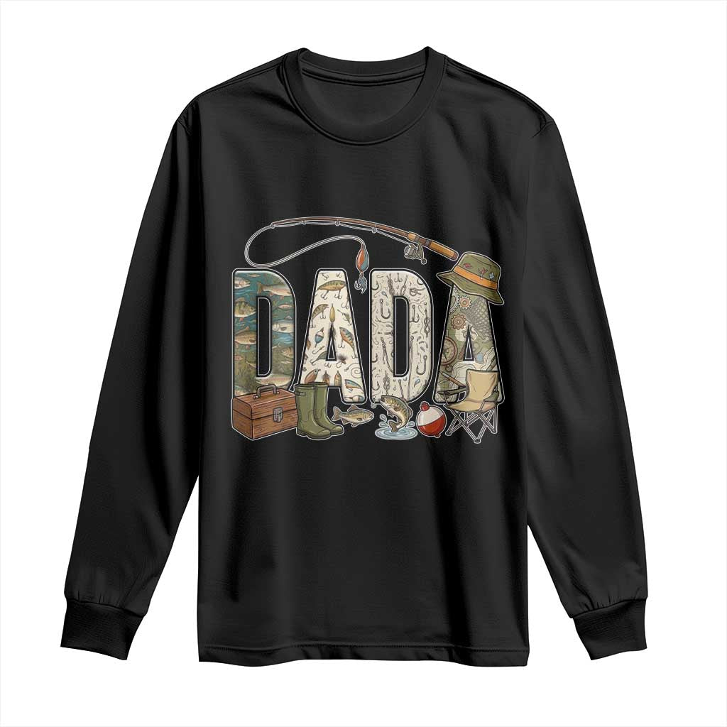 Best Fishing Dada Retro Vintage Outdoorsman Long Sleeve Shirt Bass Angler Dad Fisherman Fathers Day Gift for Men TS02 Black Print Your Wear