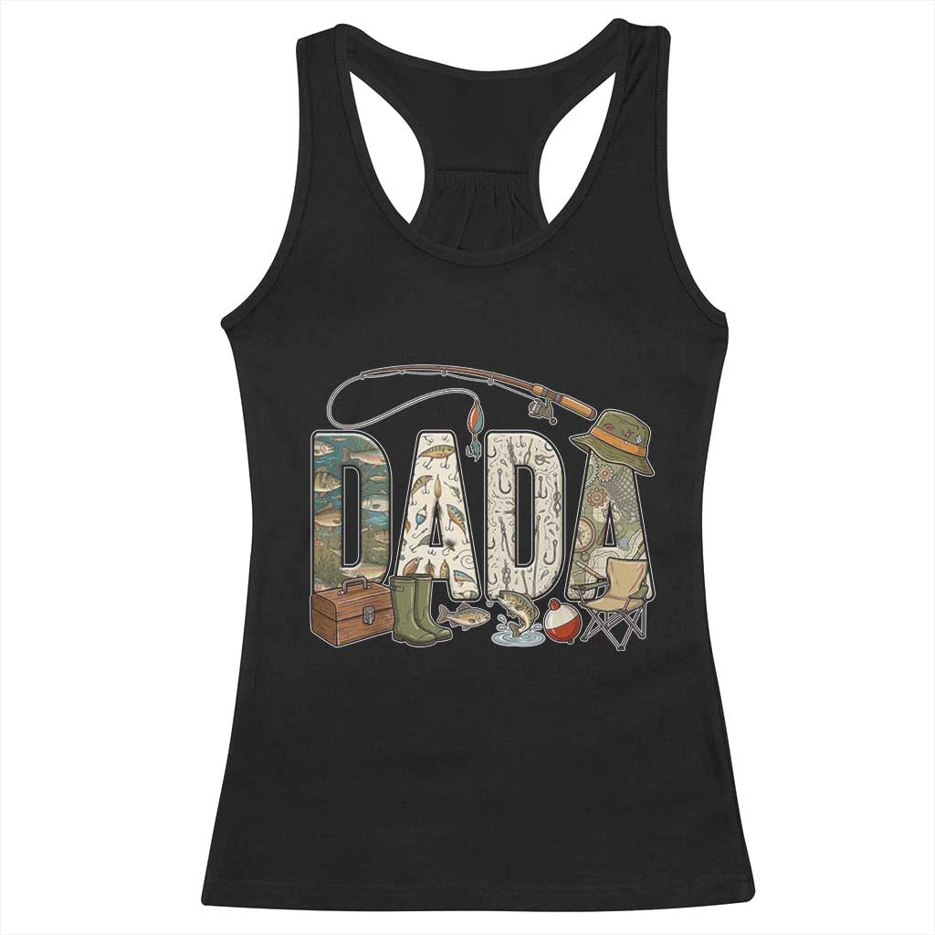 Best Fishing Dada Retro Vintage Outdoorsman Racerback Tank Top Bass Angler Dad Fisherman Fathers Day Gift for Men TS02 Black Print Your Wear
