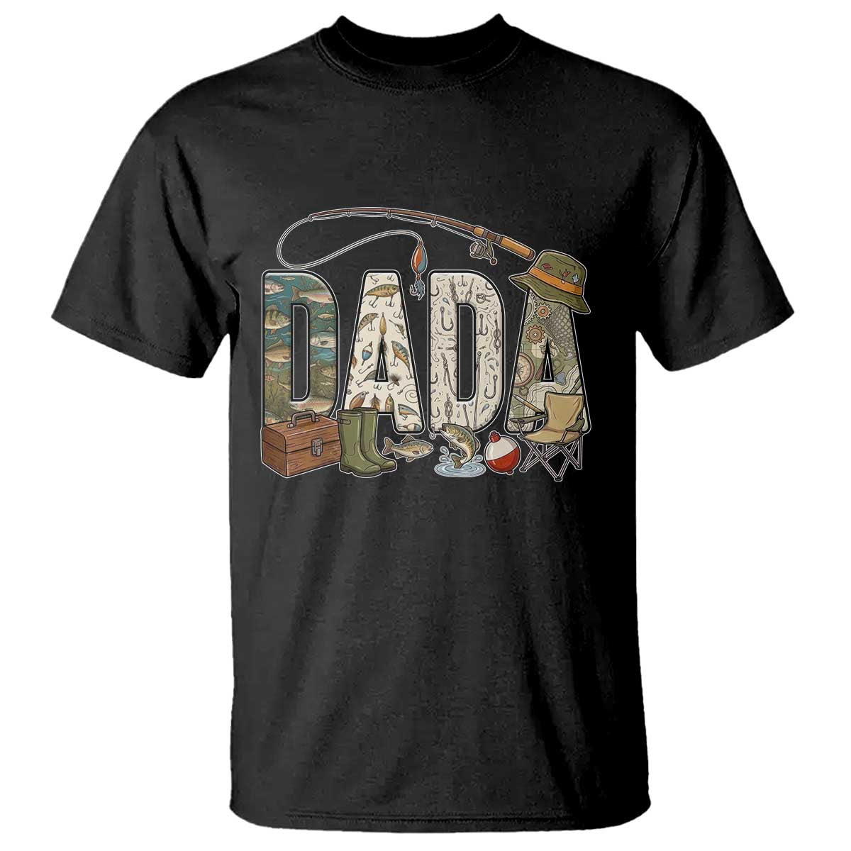 Best Fishing Dada Retro Vintage Outdoorsman T Shirt Bass Angler Dad Fisherman Fathers Day Gift for Men TS02 Black Print Your Wear