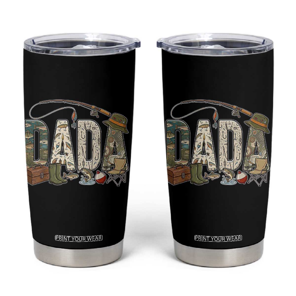 Best Fishing Dada Retro Vintage Outdoorsman Tumbler Cup Bass Angler Dad Fisherman Fathers Day Gift for Men TS02 Black Print Your Wear