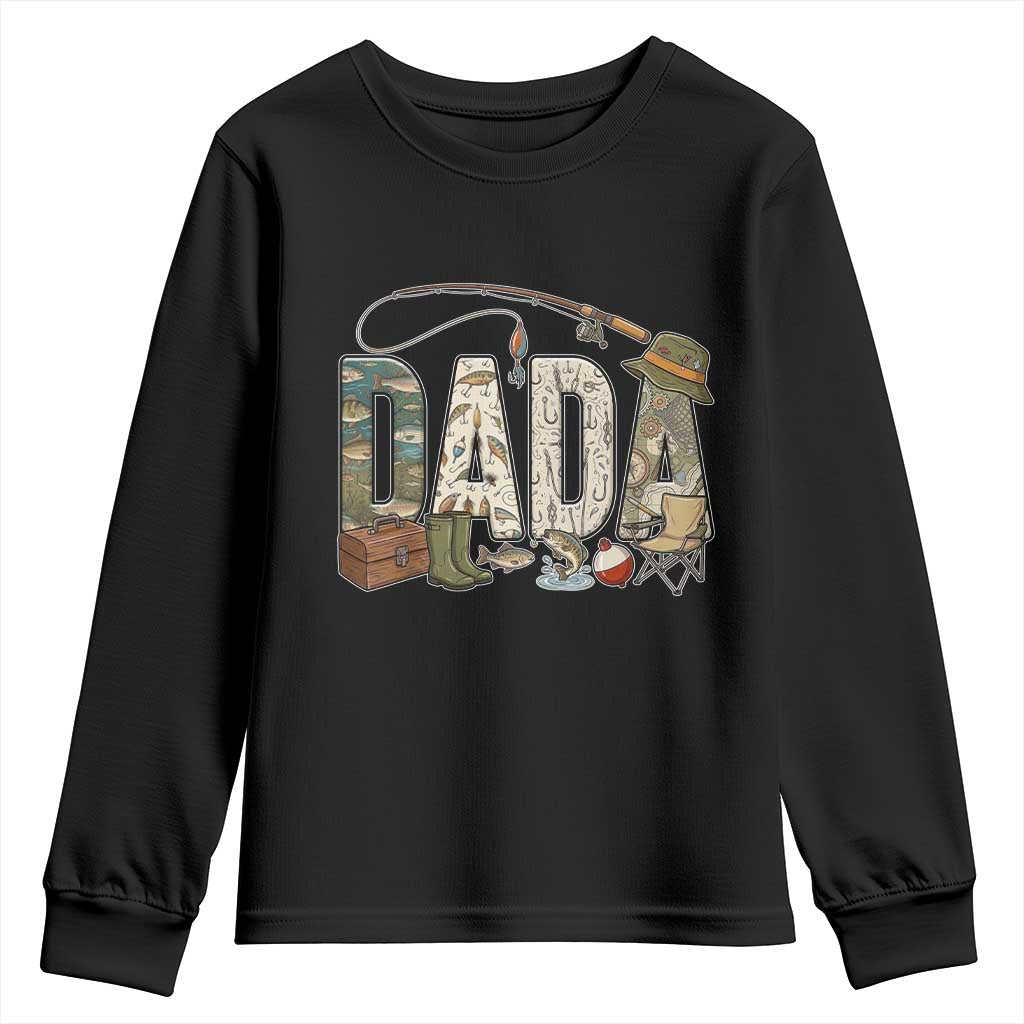 Best Fishing Dada Retro Vintage Outdoorsman Youth Sweatshirt Bass Angler Dad Fisherman Fathers Day Gift for Men TS02 Black Print Your Wear
