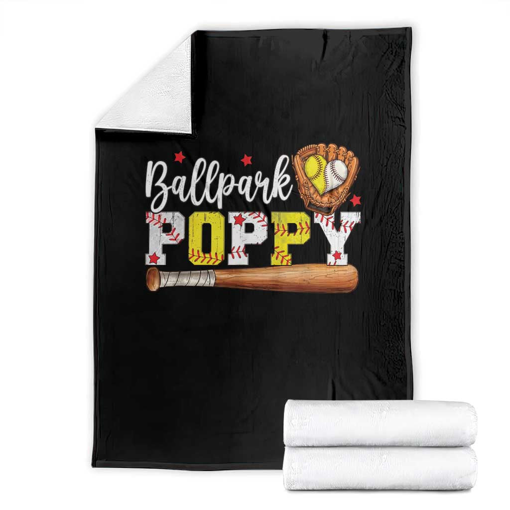 Ballpark Poppy Baseball and Softball Grandpa Throw Blanket Sports Grandfather Game Day Birthday Gifts TS02 Black Print Your Wear