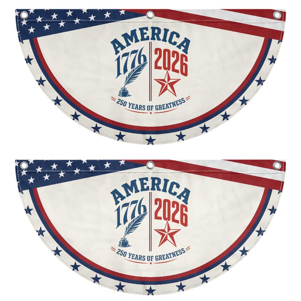 America 250 Years of Greatness Patriotic Fan Flag Vintage 1776 to 2026 Quill and Star Semiquincentennial TS02 2pcs pack Classic Beige Print Your Wear