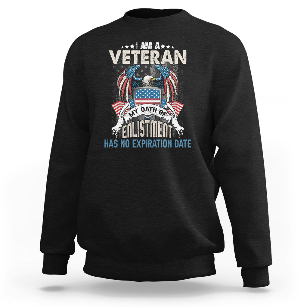 Veteran Sweatshirt My Oath Of Enlistment Has No Expiration Date American Bald Eagle US Flag TS02 Dark Heather Printyourwear