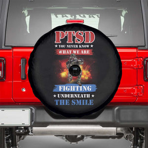 Veteran PTSD Spare Tire Cover You Never Know What We Are Fighting Underneath The Smile TS02 Black Print Your Wear