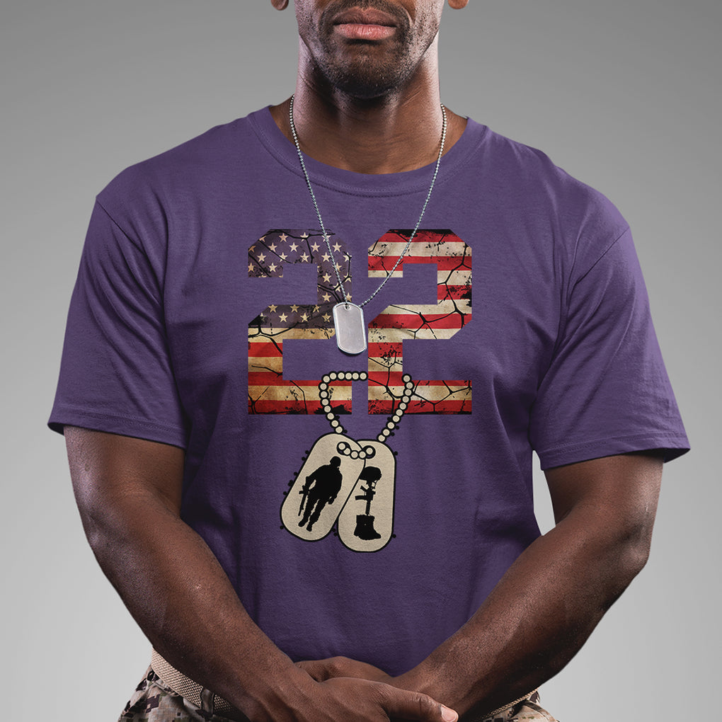 Veteran PTSD T Shirt 22 Every Day American Flag Dog Tags Suicide Awareness TS02 Printyourwear