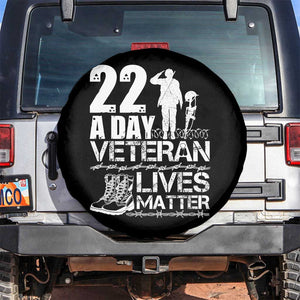 Veteran PTSD Spare Tire Cover 22 Every Day Veteran Lives Matter Suicide Awareness TS02 No hole Black Print Your Wear