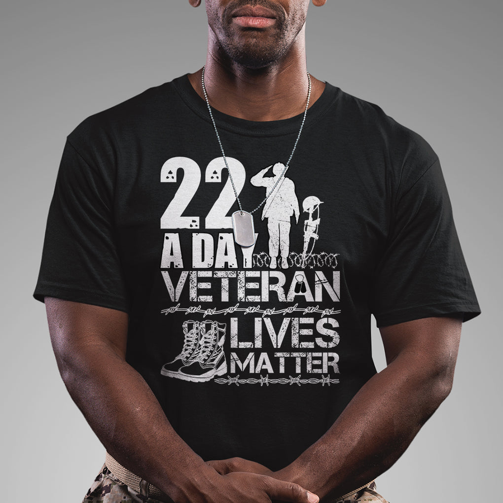 Veteran PTSD T Shirt 22 Every Day Veteran Lives Matter Suicide Awareness TS02 Dark Heather Printyourwear