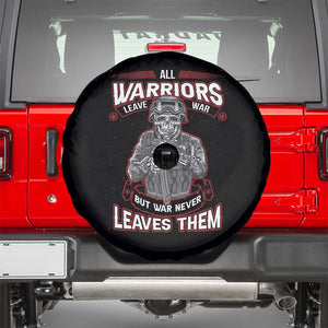 Veteran PTSD Spare Tire Cover All Warriors Leave War But War Never Leaves Them Skeleton Soldier TS02 Black Print Your Wear