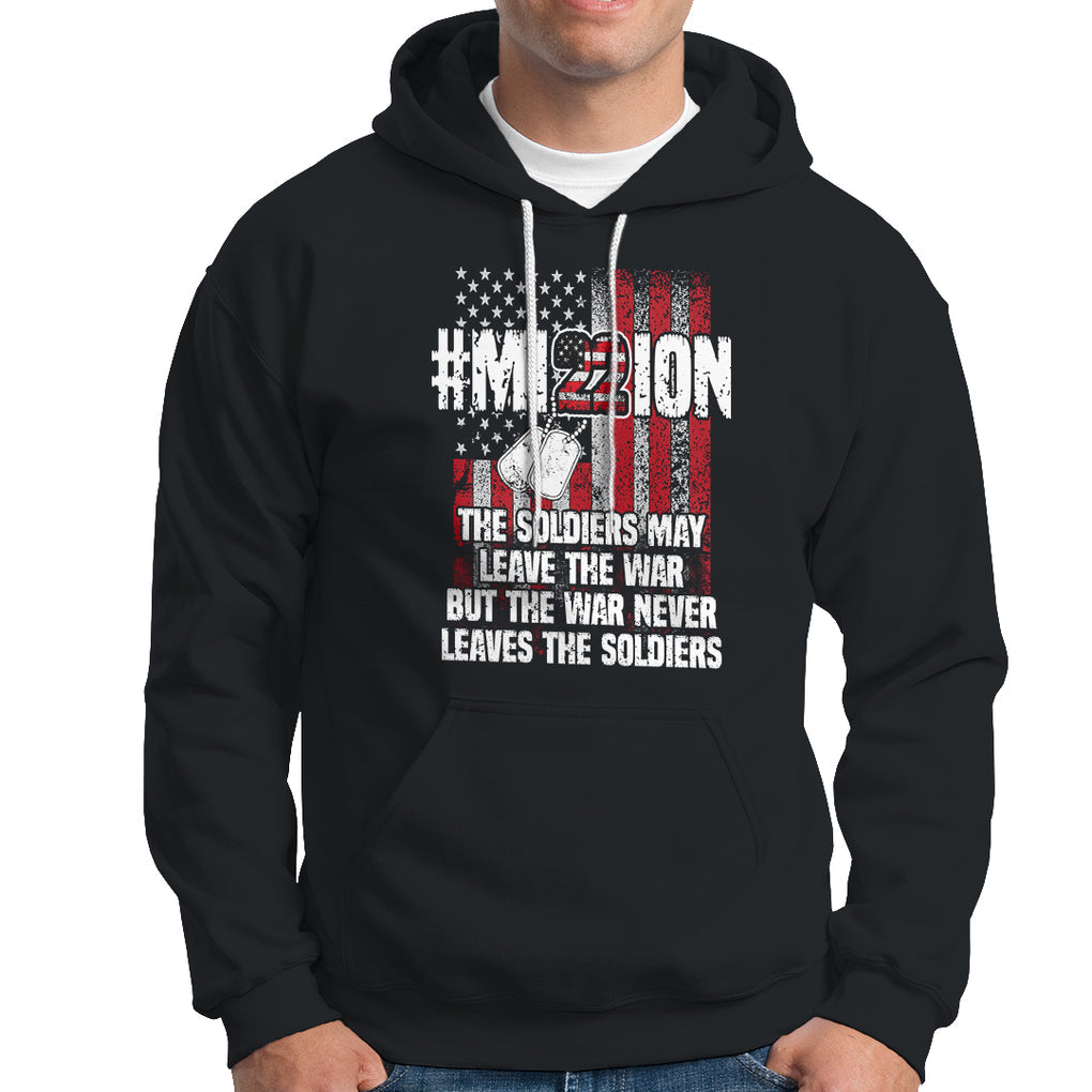 Veteran PTSD Hoodie Mission Save 22 Every Day American Flag Suicide Awareness TS02 Dark Heather Printyourwear