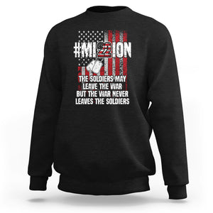 Veteran PTSD Sweatshirt Mission Save 22 Every Day American Flag Suicide Awareness TS02 Dark Heather Printyourwear