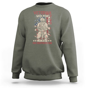 Veteran PTSD Sweatshirt Medicated For Your Protection American Flag Skeleton Soldier TS02 Printyourwear