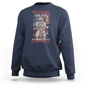 Veteran PTSD Sweatshirt Medicated For Your Protection American Flag Skeleton Soldier TS02 Printyourwear