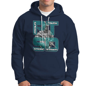 Veteran PTSD Hoodie Proud Tough Strong Determined Teal Ribbon TS02 Printyourwear