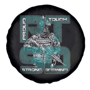 Veteran PTSD Spare Tire Cover Proud Tough Strong Determined Teal Ribbon TS02 Print Your Wear