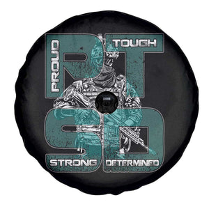 Veteran PTSD Spare Tire Cover Proud Tough Strong Determined Teal Ribbon TS02 Print Your Wear