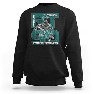 Veteran PTSD Sweatshirt Proud Tough Strong Determined Teal Ribbon TS02 Dark Heather Printyourwear