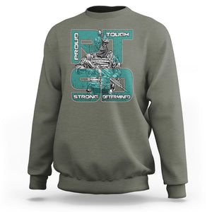 Veteran PTSD Sweatshirt Proud Tough Strong Determined Teal Ribbon TS02 Printyourwear